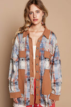 Load image into Gallery viewer, POL Button Down Top with Mixed Plaid and Floral Print in Blue Multi
