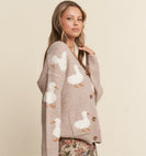 J.nna Soft Knit Duck Cardigan in Taupe