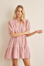 Load image into Gallery viewer, In February Button Down Tiered Dress in Pink Dress In February   
