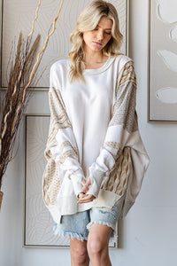 Oli & Hali OVERSIZED Mixed Fabric Sweatshirt in Off White