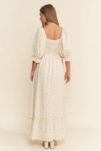 J.nna Floral Print Maxi Dress in Neutral