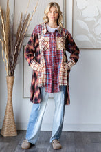 Load image into Gallery viewer, Oli &amp; Hali Mixed Plaid Button Down Top with Pearl Snap Buttons in Burgundy
