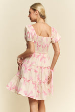 Load image into Gallery viewer, Davi &amp; Dani Bow Print Tiered Mini Dress in Pink
