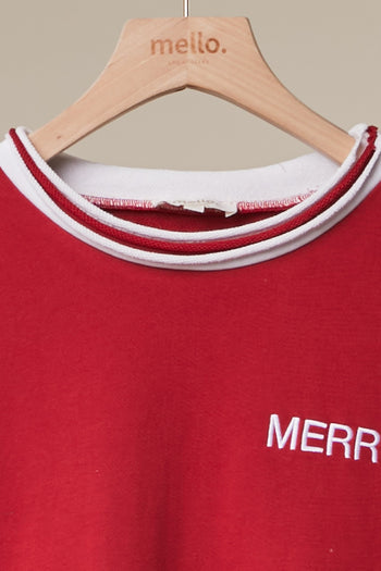 mello. Christmas Back Lettering Sweatshirt in Red