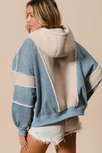 Load image into Gallery viewer, BiBi OVERSIZED Washed Denim and Fleece Mixed Jacket in Denim/Oatmeal
