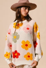 Load image into Gallery viewer, BiBi Multi Colored Daisy Flower Sweater in Cream
