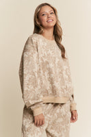 J.nna Textured Floral Print Sweater in Multi Taupe