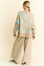 Load image into Gallery viewer, Davi &amp; Dani OVERSIZED Knit Sweater with Floral Print in Taupe/Mint
