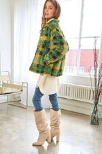 Load image into Gallery viewer, Davi &amp; Dani Plaid Jacket in Kiwi/Blue
