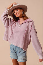 Load image into Gallery viewer, So Me SEMI-CROPPED Knit and Thermal Mixed Fabric Top in Mauve
