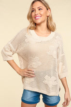 Load image into Gallery viewer, Haptics Open Knit Floral Crochet Top in Oatmeal

