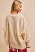 BiBi OVERSIZED Sweatshirt with Vintage Plaid Trees in Cream/Red Plaid