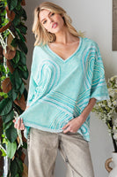 Oli & Hali OVERSIZED Connected Hearts Top in Aqua