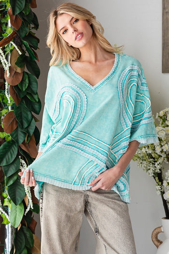 Oli & Hali OVERSIZED Connected Hearts Top in Aqua