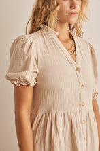 Load image into Gallery viewer, In February Button Down Tiered Dress in Natural Dress In February   
