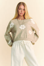 Load image into Gallery viewer, Davi &amp; Dani CROPPED Floral Print Knit Sweater in Taupe
