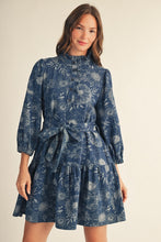 Load image into Gallery viewer, Jodifl Ruffle Detail Textured Denim Dress in Denim
