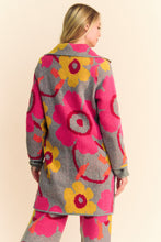 Load image into Gallery viewer, Davi &amp; Dani Floral Print Button Down Cardigan in Grey Fuchsia
