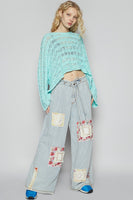 POL Pants with Multi Layered Patches in Striped Denim