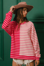 Load image into Gallery viewer, BiBi Striped Ribbed Textured Top in Red/Pink Combo
