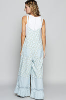 POL Floral Print Jumpsuit with Ruffle Details in Baby Blue Floral