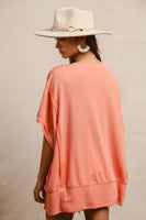 BiBi OVERSIZED Textured Top with Floral LOVE Letter Patched Front in Apricot