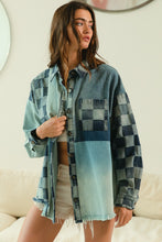 Load image into Gallery viewer, BiBi Checkered Denim Mix N Match Patched Top in Denim
