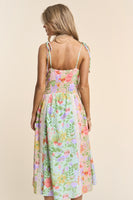 J.nna Floral Print Midi Dress with Lace Trim in Garden Dream