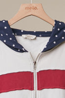 mello. United States Patch Work Oversized Zip Hoodie in Off White