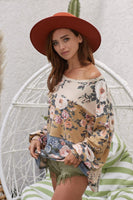 BiBi Floral Print Jacquard Knit Top in Ivory/Mustard/Teal ON ORDER