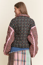 Load image into Gallery viewer, J.nna Mixed Print Quilted Puffer Jacket in Rose Garden
