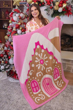 Load image into Gallery viewer, Jess Lea Whimsical Gingerbread House Blanket in Pink
