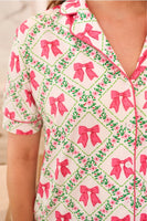 Jess Lea Pretty Lattice Bow Ruffle Pajama Set in Multi