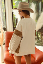 Load image into Gallery viewer, BiBi OVERSIZED French Terry and Corduroy Mixed Top in Taupe Combo
