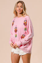 Load image into Gallery viewer, BiBi Sequin Nutcracker Patched Mineral Washed Top in Light Pink
