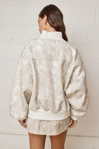 Papermoon Half Zip Neck Pullover Sweater in Camo (Top only)