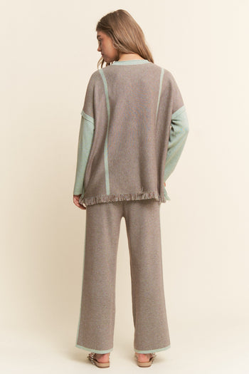 J.nna 2 Piece Knit Sweater Set in Opium Mint Combo