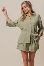 Load image into Gallery viewer, BiBi Crinkle Gauze Shirt And Short Set in Sage
