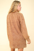 Load image into Gallery viewer, Very J OVERSIZED Mineral Washed Sweatshirt Mini Dress in Camel
