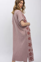 BlueVelvet Star Patch Maxi Dress in Mauve