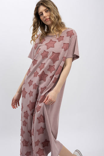 BlueVelvet Star Patch Maxi Dress in Mauve