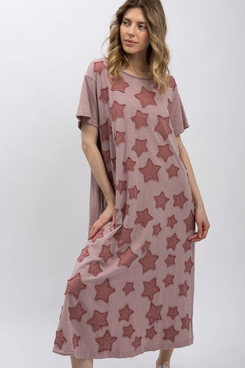 BlueVelvet Star Patch Maxi Dress in Mauve