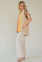 Load image into Gallery viewer, Davi &amp; Dani Lightweight Knit Color Block Top in Taupe Multi
