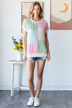 Load image into Gallery viewer, 7th Ray Textured Color Block Top in Sage/Pink
