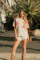 BiBi Cotton Gauze Top With Mix N Match Star Patches in Vanilla