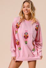 Load image into Gallery viewer, BiBi Sequin Nutcracker Patched Mineral Washed Top in Light Pink
