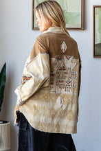 Load image into Gallery viewer, Oli &amp; Hali Mixed Aztec Print Shacket in Mocha
