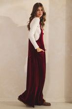 Load image into Gallery viewer, LovLov Solid Color Velvet Overalls in Burgundy Red
