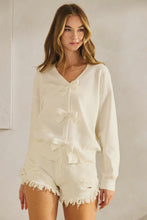 Load image into Gallery viewer, LovLov Solid Color Knit Cardigan with Bow Front Details in Ivory
