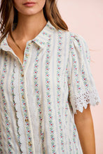 Load image into Gallery viewer, BiBi Floral Print Crinkle Top with Lace Details in Ivory Multi
